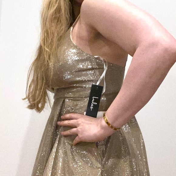 Lulu’s Gold Mini-Dress Women’s Small - Picture 3 of 6